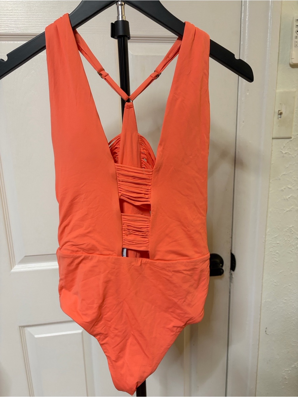Women’s Coral One-Piece Swimsuit - Stylish Ruched Back